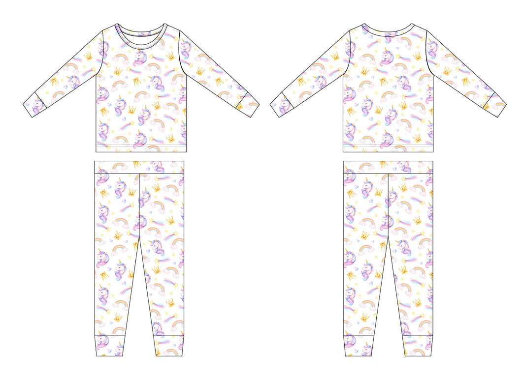 Unicorns and Rainbows Two-Piece Long Pajamas